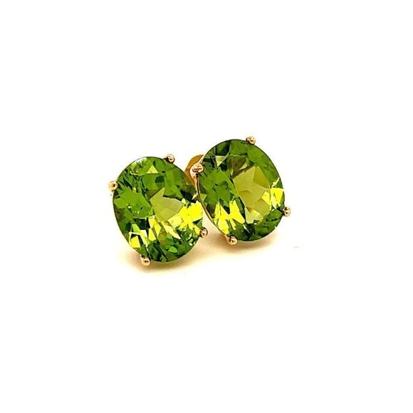 Oval Shape Peridot Stud Earrings 14k Y Gold 5.20 CTW Certified $3,950 211184 - Picture 5 of 8